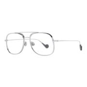 Gele Aviator Zonnebril met Zilveren Frame Moncler , Gray , Unisex