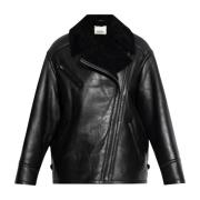 Vervaagde Zwarte Suède Lamsleren Jas Isabel Marant , Black , Dames