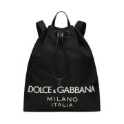 Nylon Logo Rugzak Dolce & Gabbana , Black , Heren