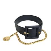 Pre-owned Leather belts Chanel Vintage , Black , Dames