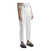 Broek in katoen zijde keper en tencel Peserico , White , Dames