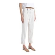 Broek in katoen zijde gabardine en tencel Peserico , Beige , Dames