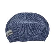 Blauwe Wol Dameshoed Stijlvol Ganni , Blue , Dames