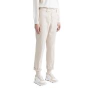 Perzikkleurige gabardine wortelbroek Peserico , Beige , Dames