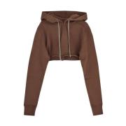 Katoenen Cropped Hoodie Rick Owens , Brown , Dames