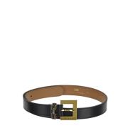 Zwarte leren riem met gesplogo Elisabetta Franchi , Black , Dames