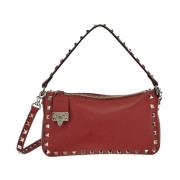 Leren Rockstud Tas Valentino Garavani , Red , Dames