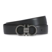 Dubbele Gancini Riem Salvatore Ferragamo , Black , Heren