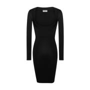 Zwart Viscose Décolleté Jurk Saint Laurent , Black , Dames