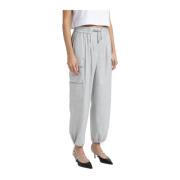 Wollen viscose baggy broek met cargozakken Peserico , Gray , Dames