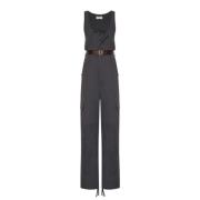 Mouwmloze Jumpsuit met Riem Saint Laurent , Gray , Dames