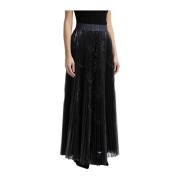 Gelamineerde tule zonnestraal geplooide lange rok Peserico , Black , D...