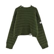 Wollen Cropped Gebreid MM6 Maison Margiela , Green , Dames