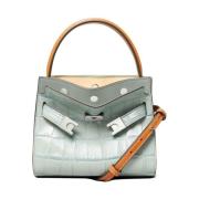 Heldere Blauwe Krokodileffect Schoudertas Tory Burch , Blue , Dames