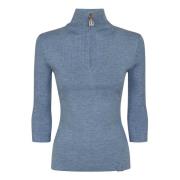 Bluebell Half Zip Short Sleeve Top Victoria Beckham , Blue , Dames