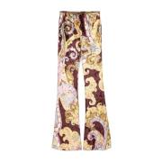 Beige Fluwelen Broek Abstract Patroon Wijd uitlopend Etro , Multicolor...