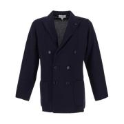 Dubbel-Breasted Gebreid Jack van Wol Lardini , Blue , Heren