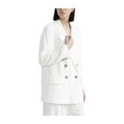 Dubbelborstig blazer in viscose ribfluweel Peserico , White , Dames