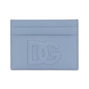 Leren Logo Kaarthouder Dolce & Gabbana , Blue , Dames