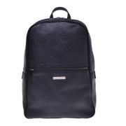 Backpack in blue tumbled leather Baldinini , Black , Heren