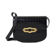 Zwarte Glanzende Krokodil Satchel Mulberry , Black , Dames