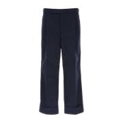 Navy Blue polyester blend broek Thom Browne , Blue , Heren