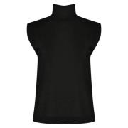 Lurex Jersey High Neck Top Liviana Conti , Black , Dames