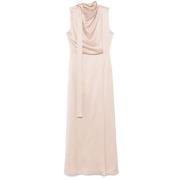 Roze Gedrapeerde Jurk met Zijstrik Fendi , Beige , Dames