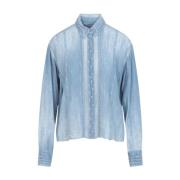 Jeans Cropped Shirt met Print Ermanno Scervino , Blue , Dames