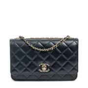 Pre-owned Leather chanel-bags Chanel Vintage , Gray , Dames