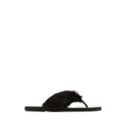 Bruine Kalfshaar Teenslippers Dries Van Noten , Brown , Heren