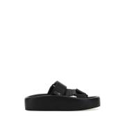 Zwarte Leren Plateau Slippers MM6 Maison Margiela , Black , Dames