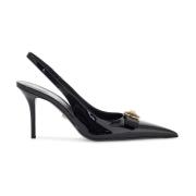 Ribbon Slingback Patent Leren Hakken Versace , Black , Dames