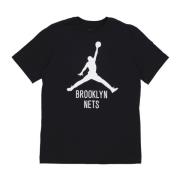 Brooklyn Nets Basketbal T-shirt Zwart Jordan , Black , Heren