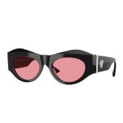 Stijlvolle zonnebril met roze lenzen Versace , Black , Dames