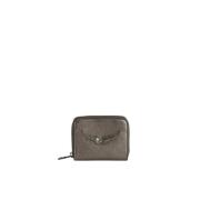 Grijze Metallic Leren Mini Portemonnee Zadig & Voltaire , Gray , Dames