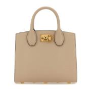 Studio Box Cappuccino Leren Handtas Salvatore Ferragamo , Beige , Dame...