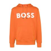 Oranje Logo Hoodie Sweater Katoen Boss Orange , Orange , Heren