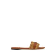 Raffia Leah Slippers Salvatore Ferragamo , Brown , Dames