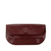 Pre-owned Leather clutches Cartier Vintage , Red , Dames