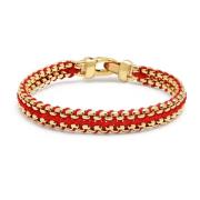 Men's Red Woven 8mm Box Chain Bracelet in Gold Nialaya , Yellow , Here...