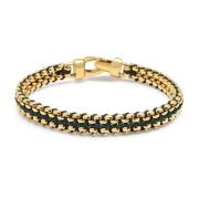 Men's Green Woven 8mm Box Chain Bracelet in Gold Nialaya , Yellow , He...