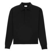 Zwarte wollen poloshirt Italië gemaakt Saint Laurent , Black , Heren