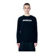 Katoenen Jersey Logo Print Longsleeve T-shirt Moncler , Black , Heren