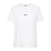 Katoenen Crewneck T-shirt met Logo Print Msgm , White , Dames