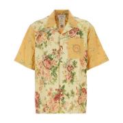 Bloemen Linnen Bowling Shirt Marine Serre , Multicolor , Heren