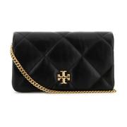 Stijlvolle Zwarte Leren Clutch Tory Burch , Black , Dames