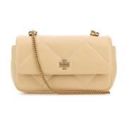 Stijlvolle Cream Leren Schoudertas Tory Burch , Beige , Dames