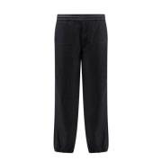 Katoenmix Trekkoord Broek Moncler , Black , Heren