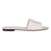 Ronde Neus Slides van Kalfsleer Dolce & Gabbana , White , Dames